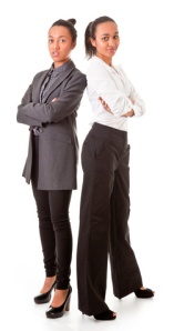 Image two business women in casual poses
